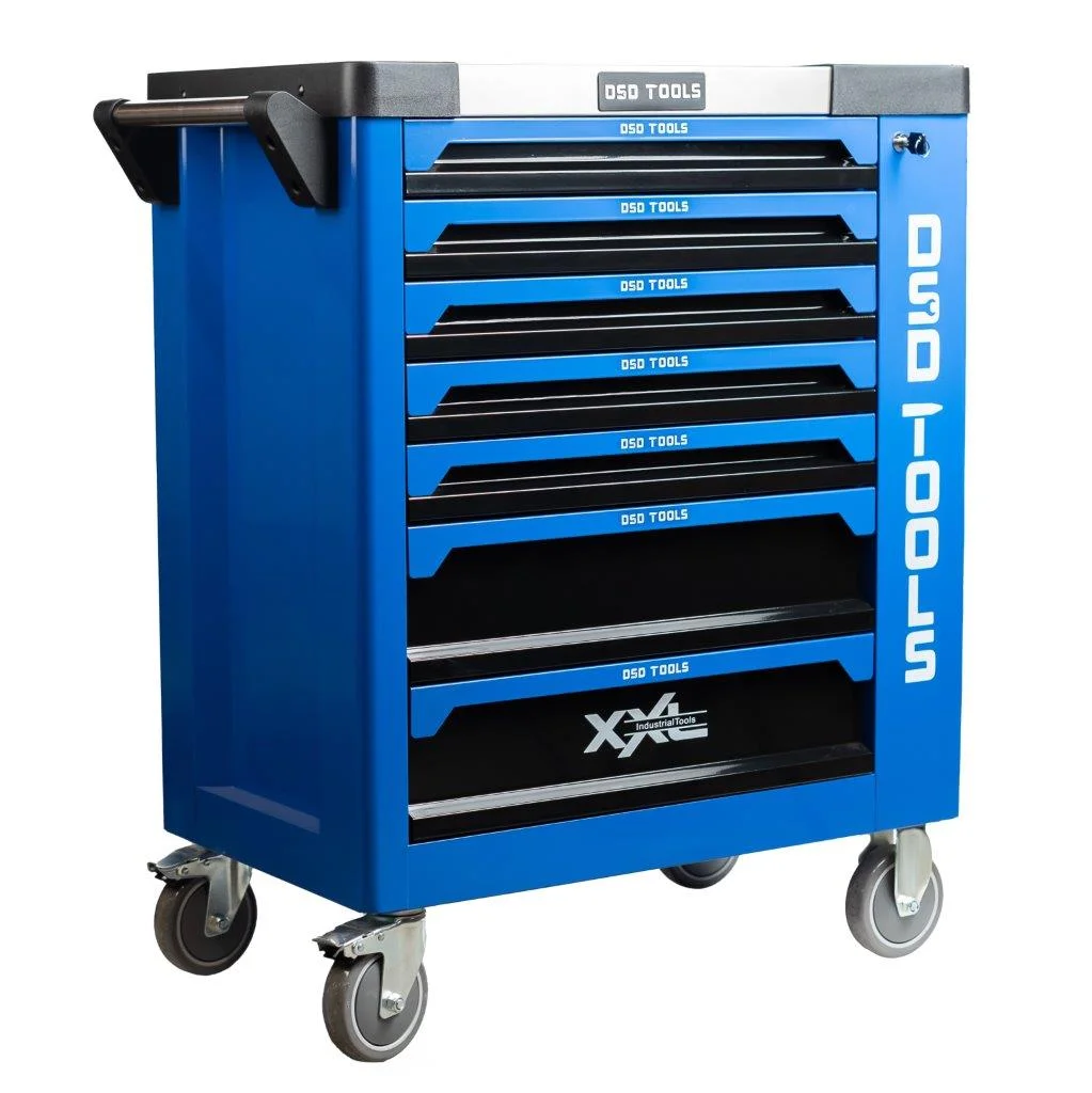 7 Drawer Blue Roller Tool Box Chest With Side Cabinet - Image 3
