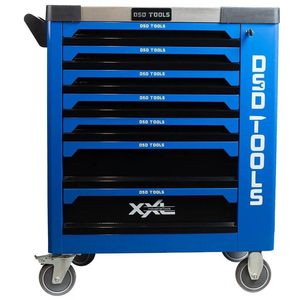 7 Drawer Blue Roller Tool Box Chest With Side Cabinet - Image 2