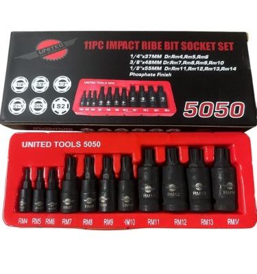 10pc Impact Ribe bit Socket Set 1/4” 3/8” 1/2" dr