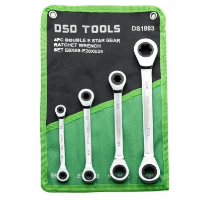 4PC DOUBLE E STAR GEAR RATCHET WRENCH SET