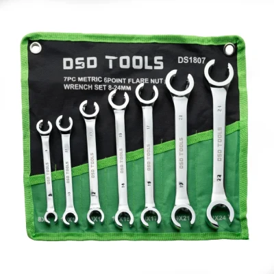 7PC METRIC 6 POINT FLARE NUT BRAKE LINE WRENCH SET 8-24MM