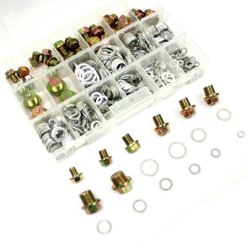 534pc-Oil-Drain-Plug-Screw-Aluminum-Gasket-Washer-O-Ring-Oring-Assortment-Kit-352666224680-5