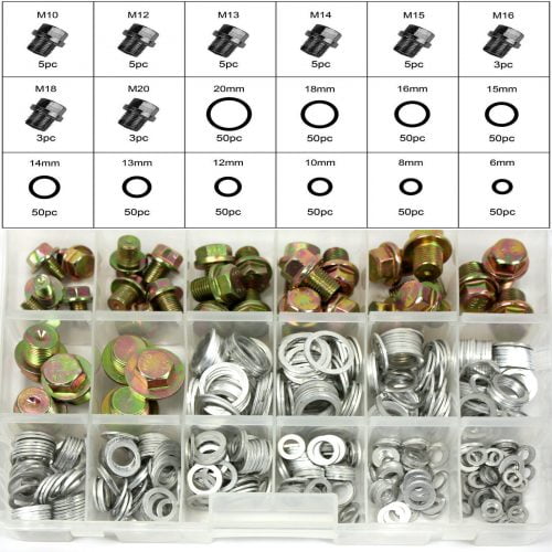 534pc-Oil-Drain-Plug-Screw-Aluminum-Gasket-Washer-O-Ring-Oring-Assortment-Kit-352666224680