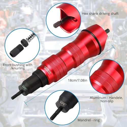 Neilsen Nut Rivet Drill Adapter Kit M3 M10 DT Euro Automotive Tools