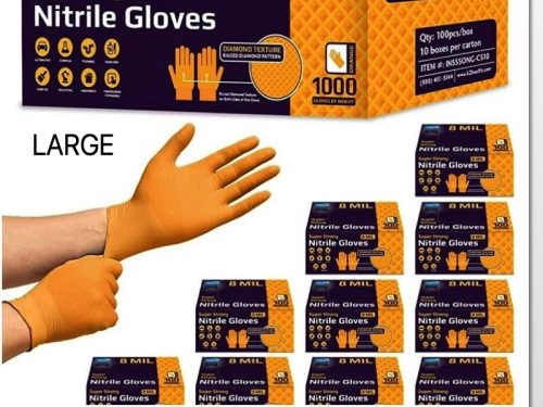 ROCKHOLD HEAVY DUTY ORANGE 8 MIL NITRILE DIAMOND GRIP GLOVES LARGE - 1000 GLOVES FULL BOX - Image 8