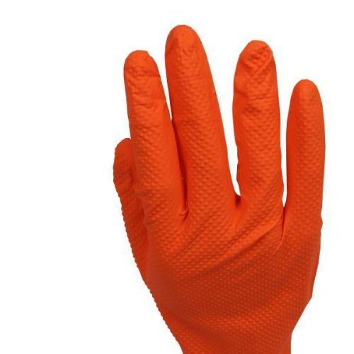 ROCKHOLD HEAVY DUTY ORANGE 8 MIL NITRILE DIAMOND GRIP GLOVES EXTRA LARGE - 1000 GLOVES FULL BOX - Image 4