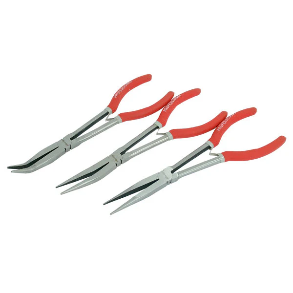 3pc Extra Long Nose Pliers Set Straight Bent Nose Mole Grips Pliers 11" - Image 2