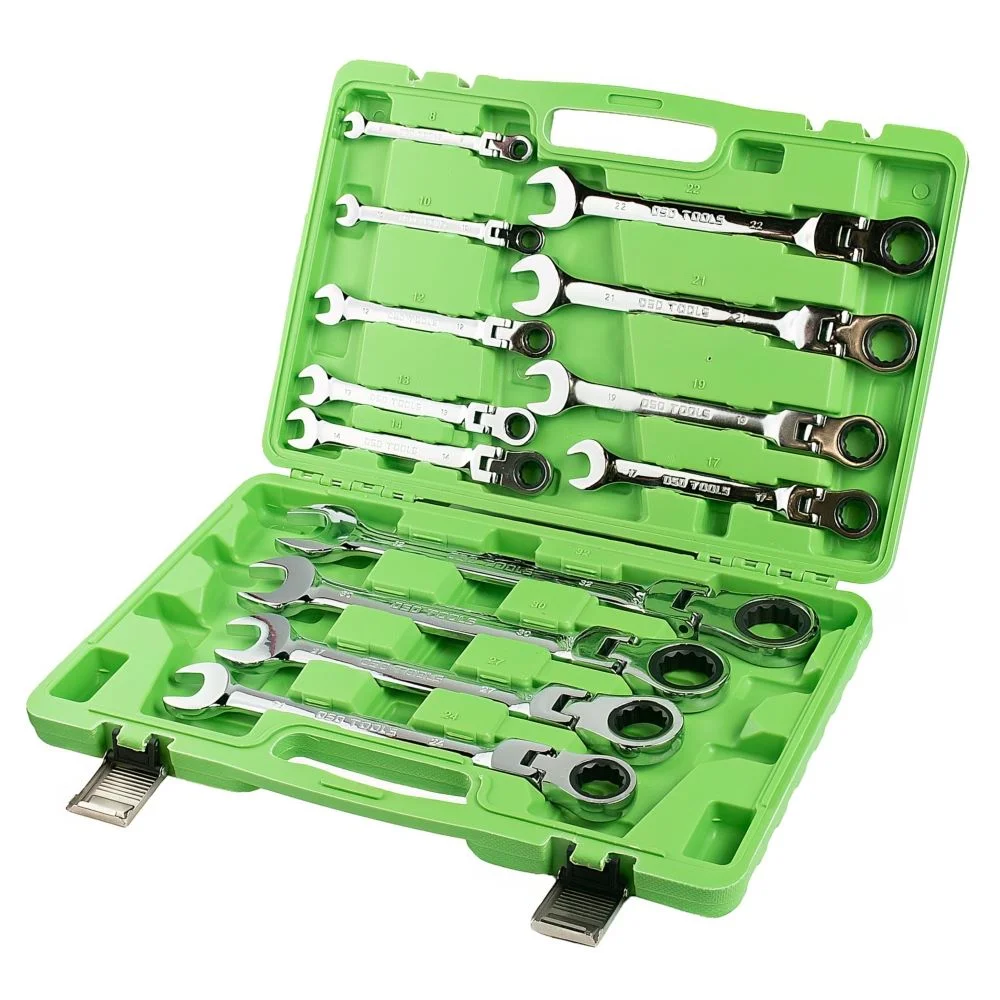 Industrial 13pc Metric 8mm-32mm Flexi Gear Ratchet Combination Wrench Set - Image 2