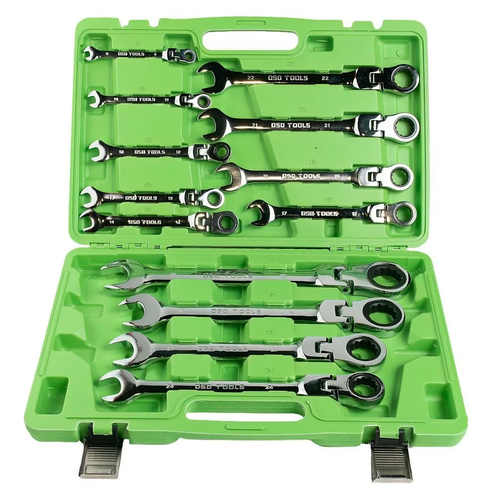 Industrial 13pc Metric 8mm-32mm Flexi Gear Ratchet Combination Wrench Set