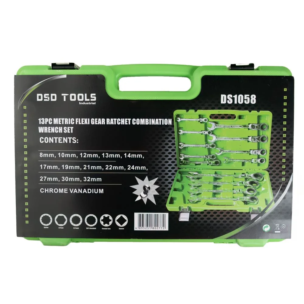 Industrial 13pc Metric 8mm-32mm Flexi Gear Ratchet Combination Wrench Set - Image 7