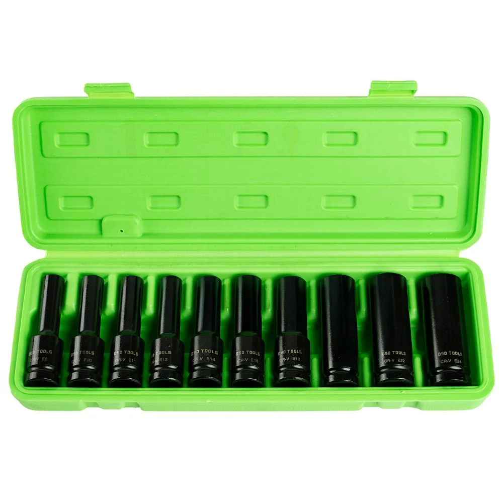 10pc 1/2″ DR Deep Impact E Torx Star Sockets