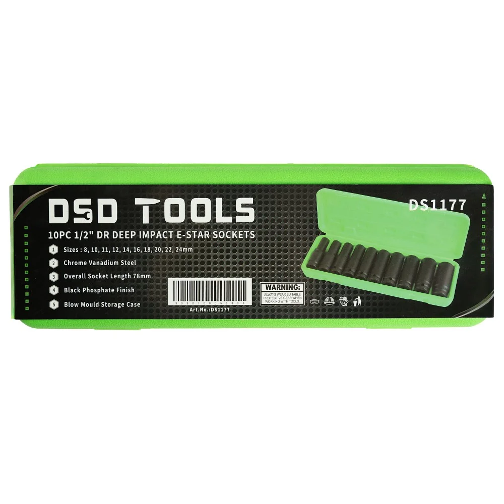 10pc 1/2″ DR Deep Impact E Torx Star Sockets - Image 2