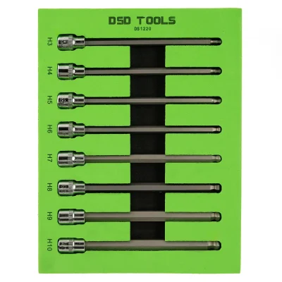 8pcs 3/8 DR Hex Ball End Bit Socket Set Extra Long
