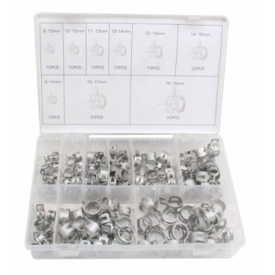 135pc MINI HOSE CLAMPS ASSORTMENTS (NO SCREWS)