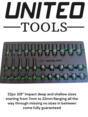 32PC 3/8" DRIVE IMPACT SOCKET SET SHALLOW & DEEP 6 POINT
