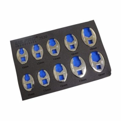 10pc Crow Foot Spanner Set 10mm-19mm 3/8" Drive Open End Spanner
