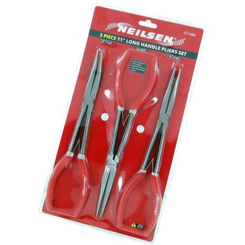 3pc Extra Long Nose Pliers Set Straight Bent Nose Mole Grips Pliers 11" - Image 4