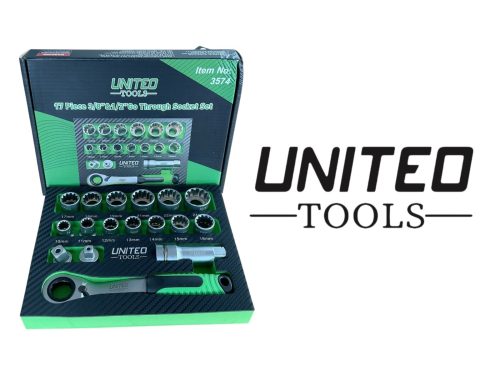 17 Piece 3/8" & 1/2" Go Through Socket Set In EVA Foam Tray