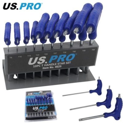 T-Handle Torx Star Key Set T9 T10 T15 T20 T25 T27 T30 T40 T45 T50 in rack