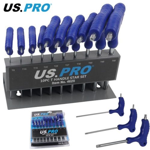 T-Handle Torx Star Key Set T9 T10 T15 T20 T25 T27 T30 T40 T45 T50 in rack