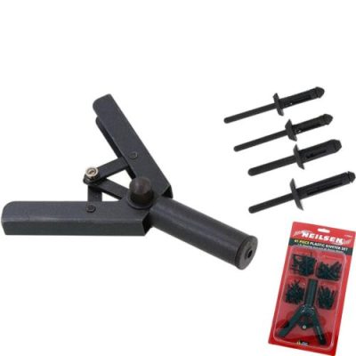 Plastic Rivet Gun Garage Car Bodyshop Hand Riveter Tool 40 Rivets Set
