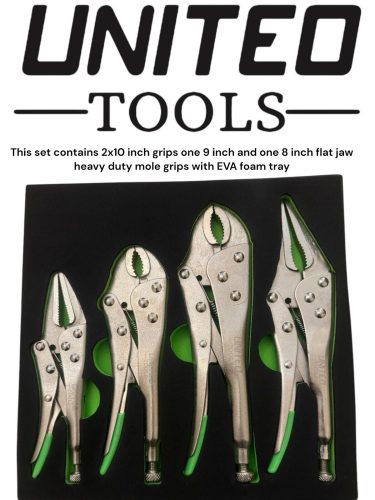 Locking Pliers 4pc Mole Grips Adjustable Wrench Vice Grips Pliers Long Eva Tray