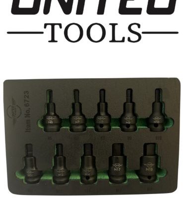 10pc Impact Hex Bit Socket Set 1/2" Drive H4 To H19