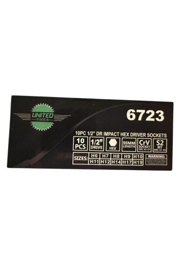 10pc Impact Hex Bit Socket Set 1/2" Drive H4 To H19 - Image 2