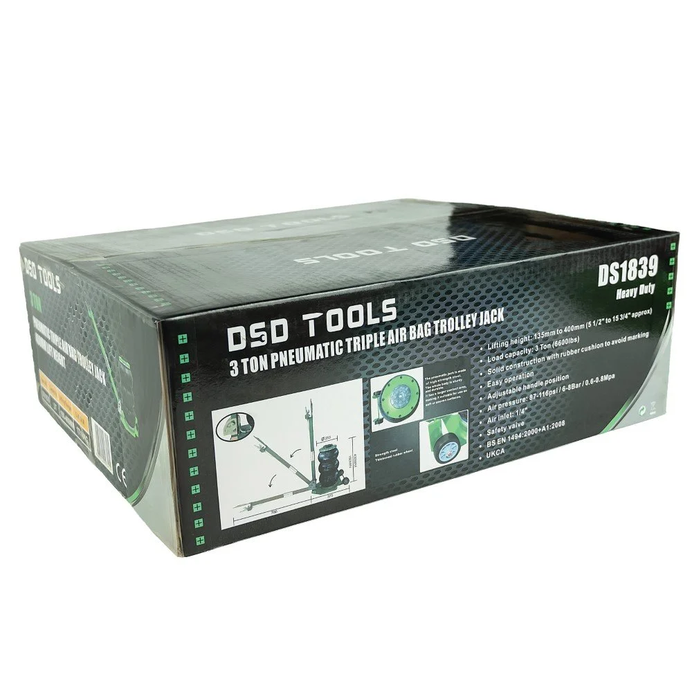 3 TON PNEUMATIC TRIPLE AIR BAG TROLLEY JACK IN GREEN - Image 9