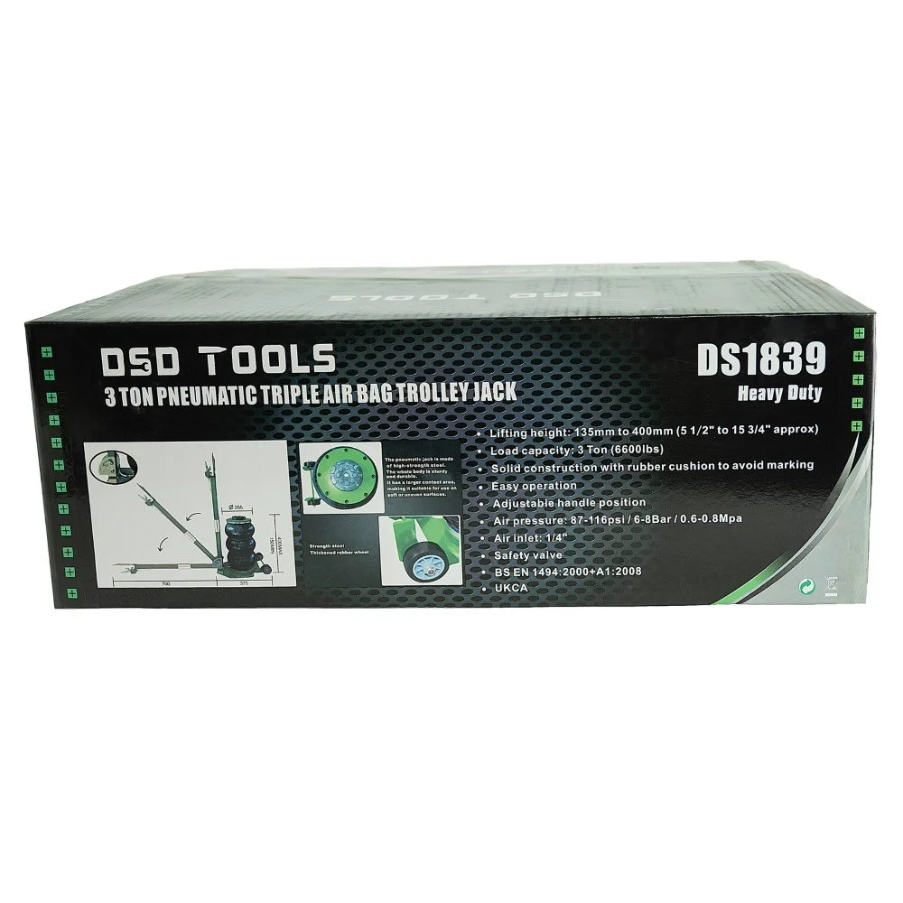3 TON PNEUMATIC TRIPLE AIR BAG TROLLEY JACK IN GREEN - Image 10