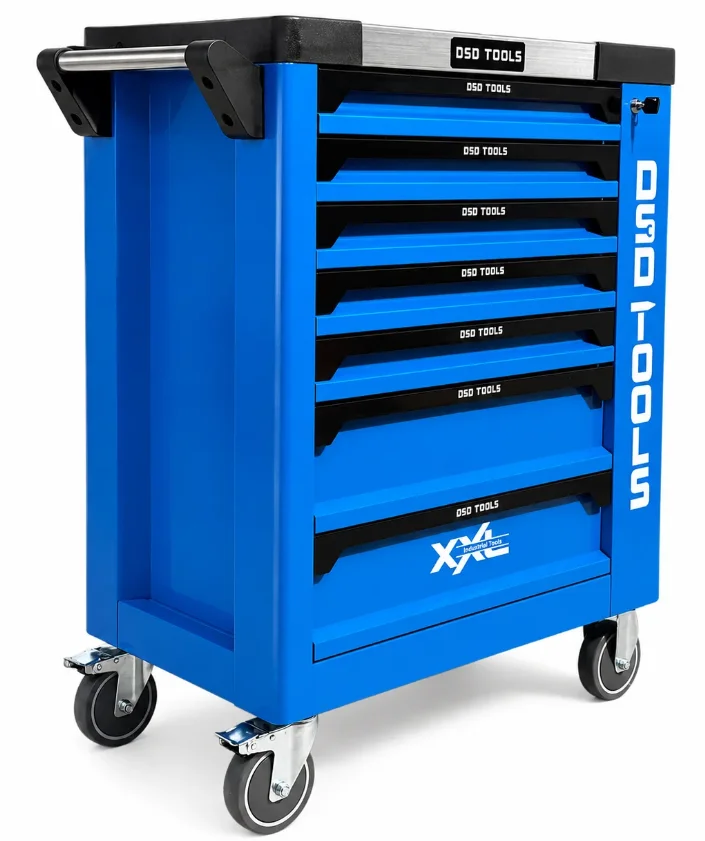 Industrial DSD Blue 7 Drawer Roller Tool Box Chest Cabinet With 6 Draws Full Of Tools With Carbon Inserts - Image 4