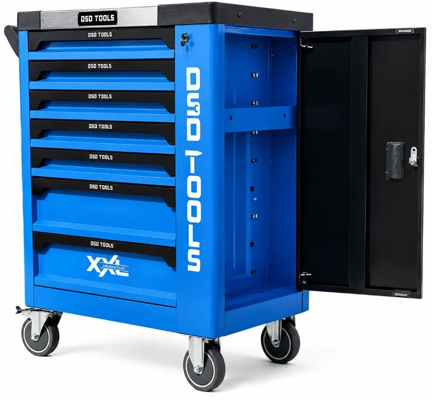 Industrial DSD Blue 7 Drawer Roller Tool Box Chest Cabinet With 6 Draws Full Of Tools With Carbon Inserts - Image 3