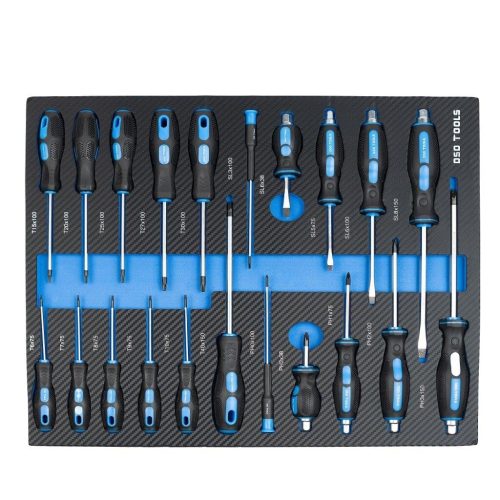 Industrial DSD Blue 7 Drawer Roller Tool Box Chest Cabinet With 6 Draws Full Of Tools With Carbon Inserts - Image 9