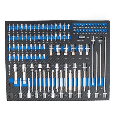 Industrial DSD Blue 7 Drawer Roller Tool Box Chest Cabinet With 6 Draws Full Of Tools With Carbon Inserts - Image 7