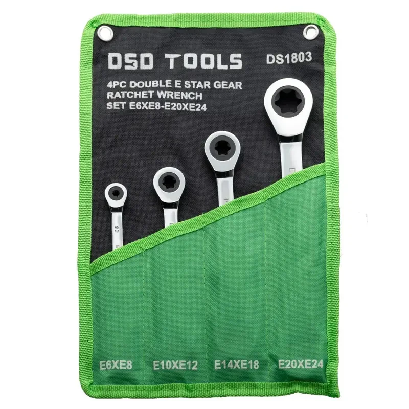 4PC DOUBLE E STAR GEAR RATCHET WRENCH SET - Image 2