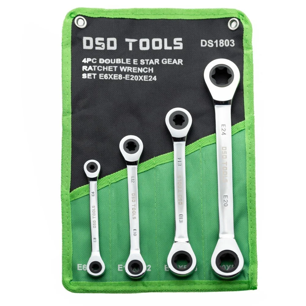 4PC DOUBLE E STAR GEAR RATCHET WRENCH SET
