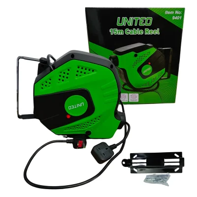 15m Automatic Retractable Extension Cable Reel Wall Mounted 230V